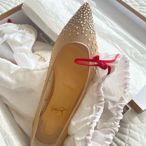 Brand new Louboutins Follies Strass Ballerinas - Mesh and suede - Light Silk.